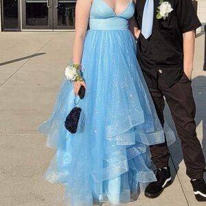 Lulu's Sparkling Blue Prom Dress